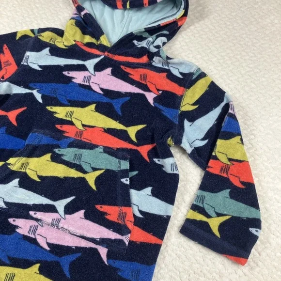 Mini Boden SIze 5-6 Years Shark Towel Swim Cover Blue Hooded Stain - Picture 5 of 10